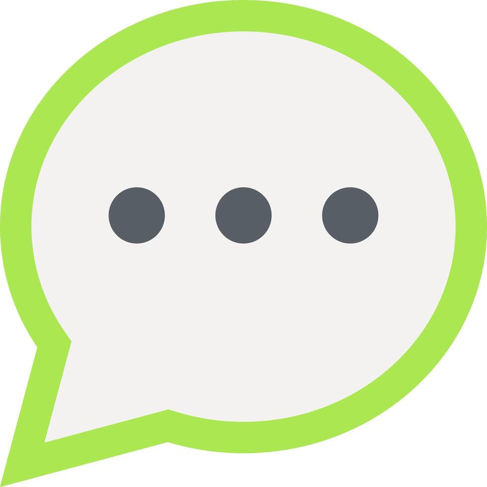 A green speech bubble with three dots on it vector