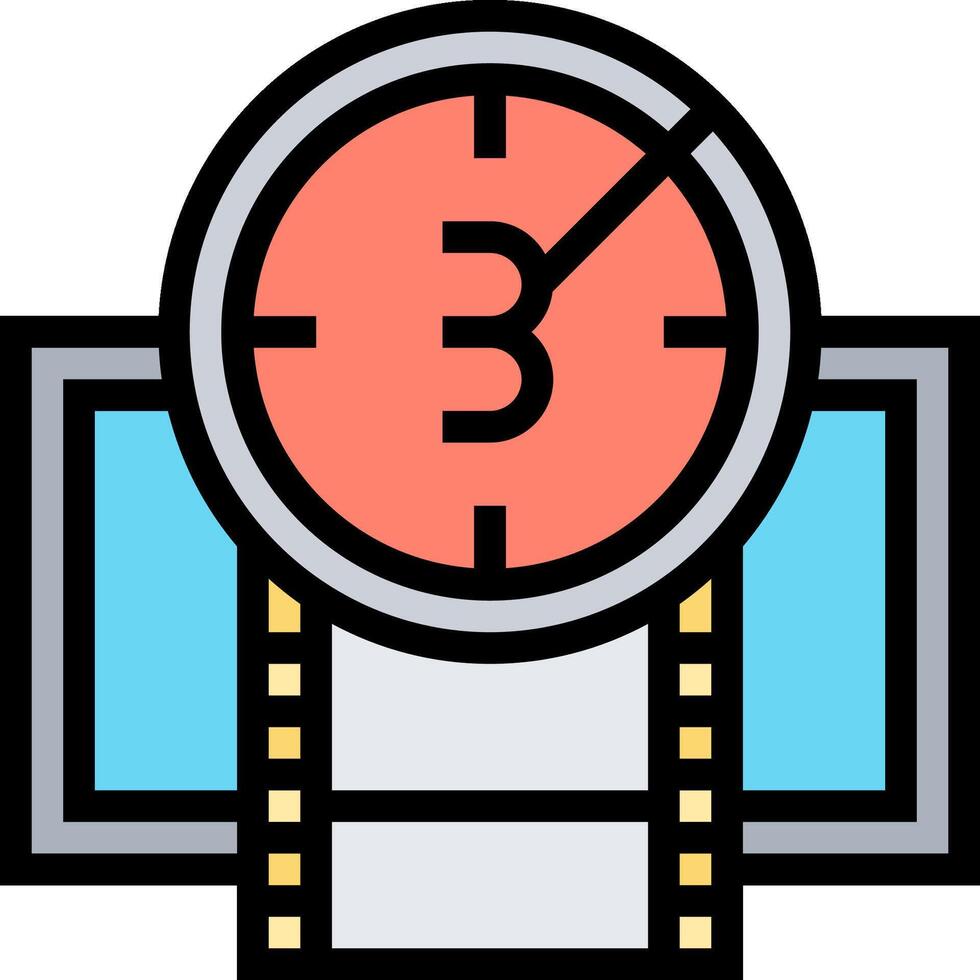 A clock with a film strip and a film reel vector