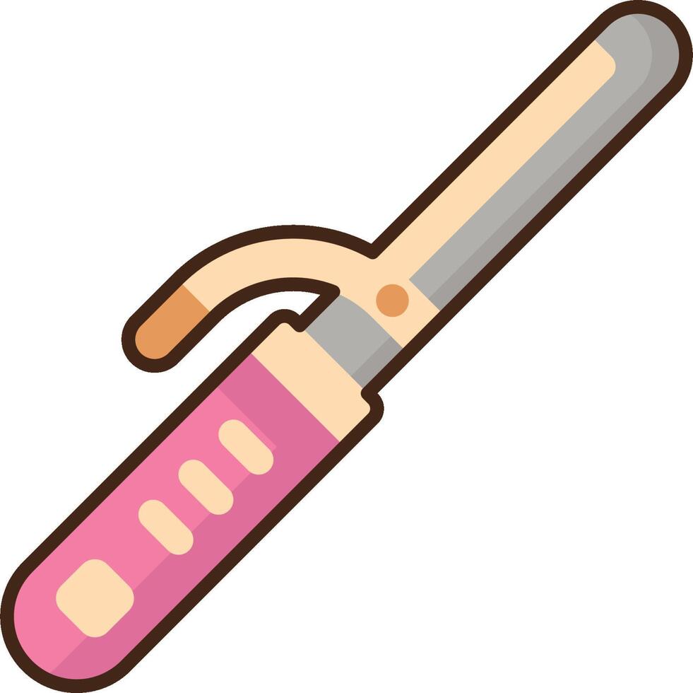 A pink and brown hair straightener icon vector