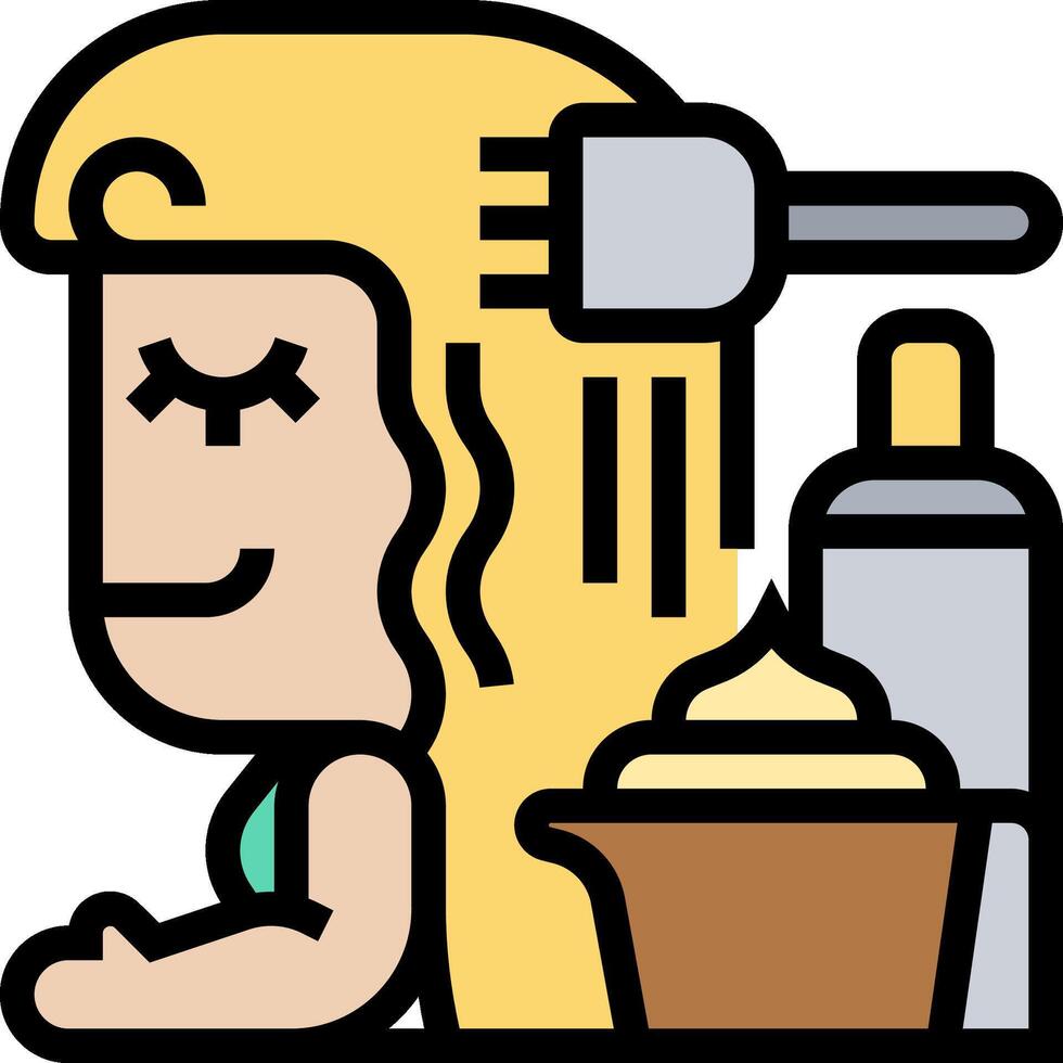 A cartoon woman with a comb and a bowl of food vector