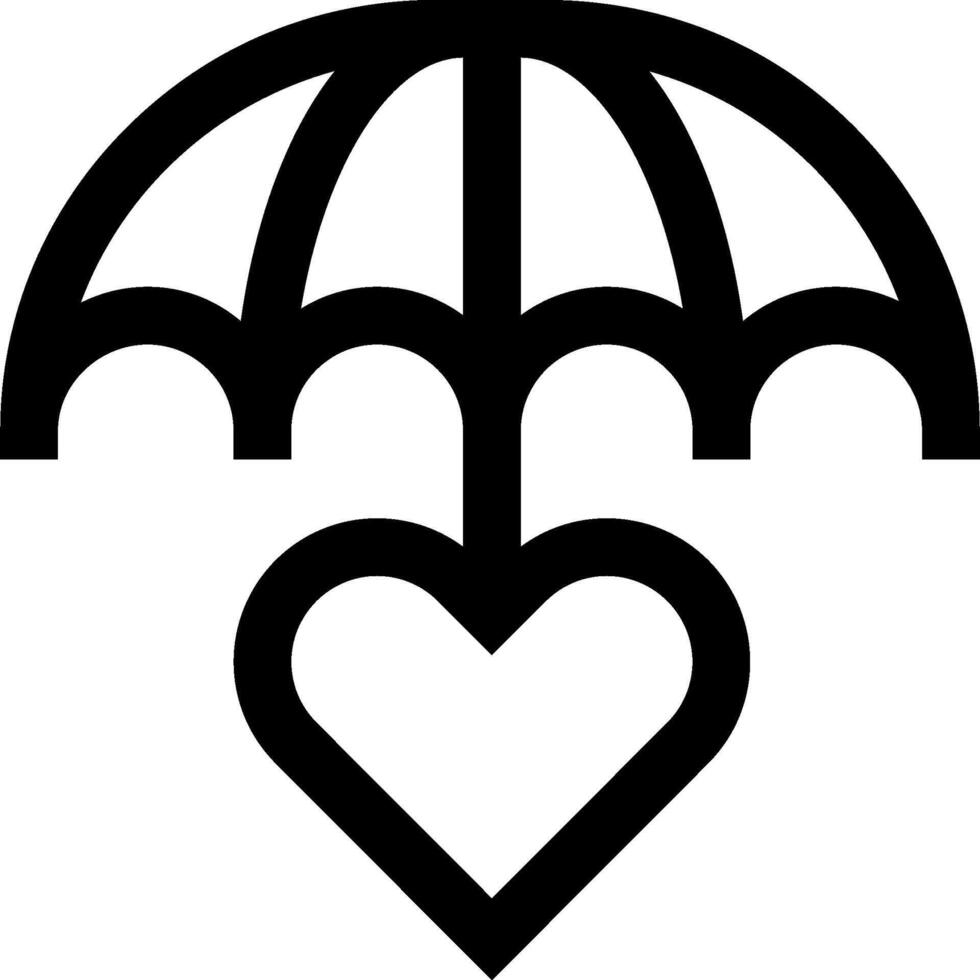A black and white umbrella with a heart inside vector
