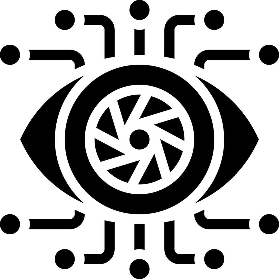 An eye with a circuit board around it vector