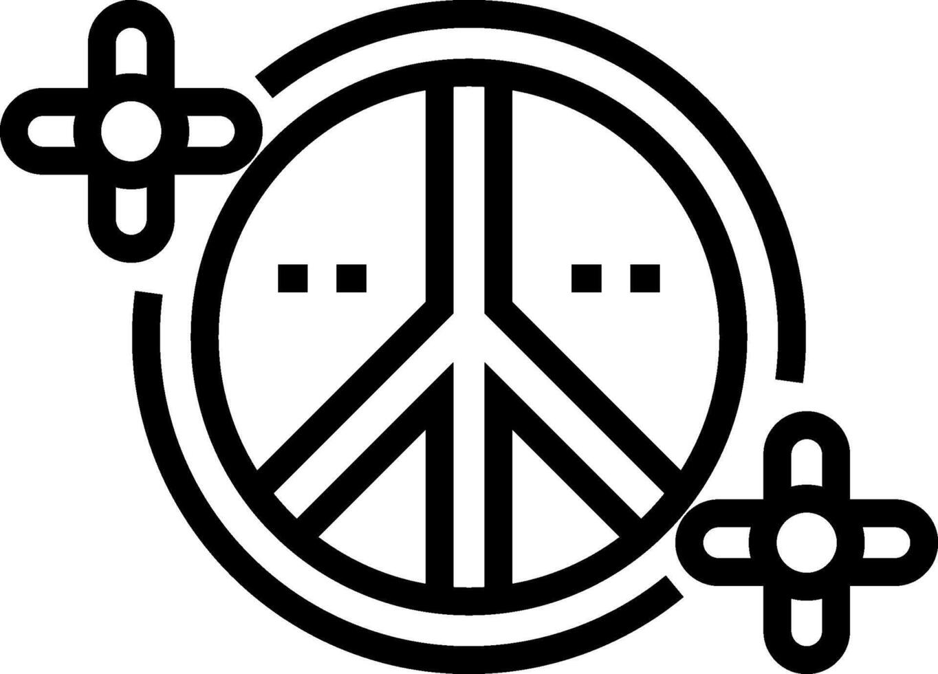 A black and white peace symbol with two crosses vector