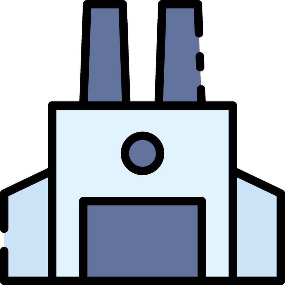 A factory building icon with two chimneys vector