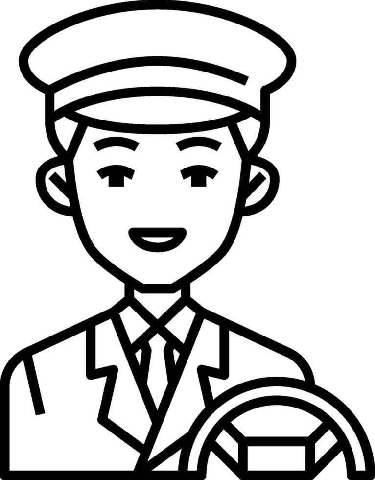 A man in uniform holding a steering wheel vector