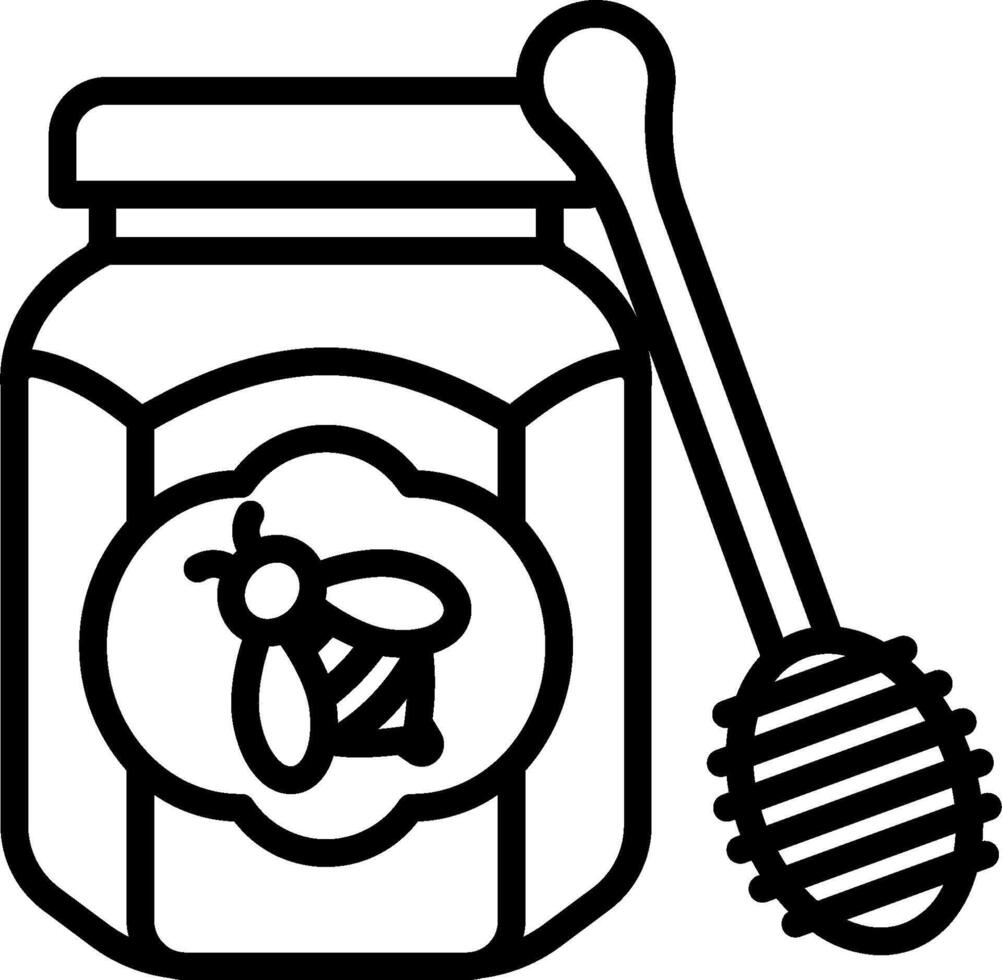 Honey jar with bee and spoon illustration vector