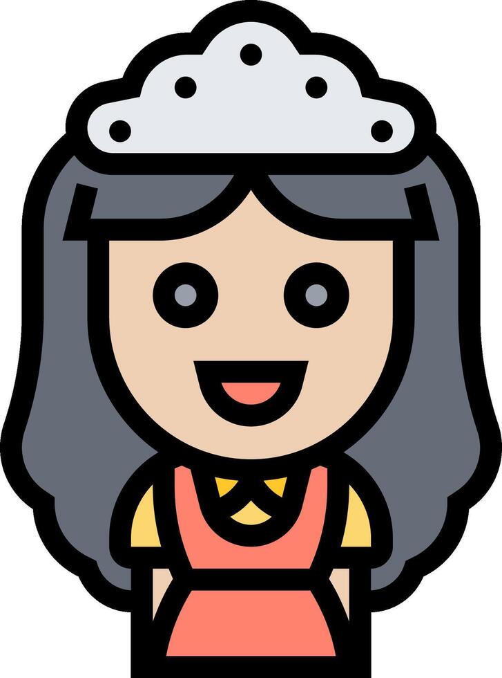 A cartoon woman with a hat on her head vector