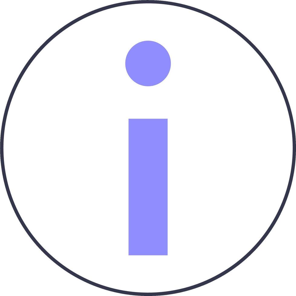 A purple and blue i icon in a circle vector