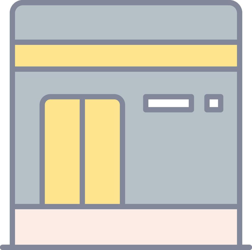 A building with a yellow door and a yellow window vector