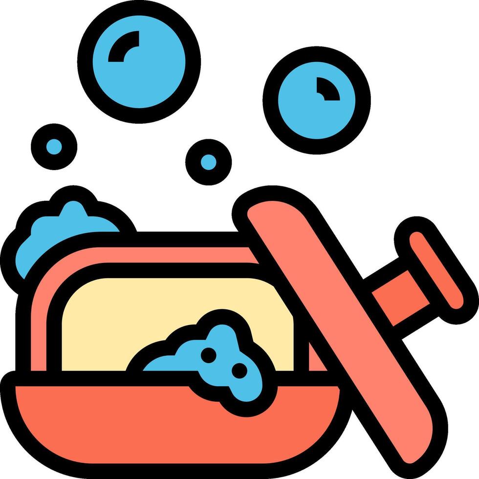 A soap dispenser with soap and bubbles vector