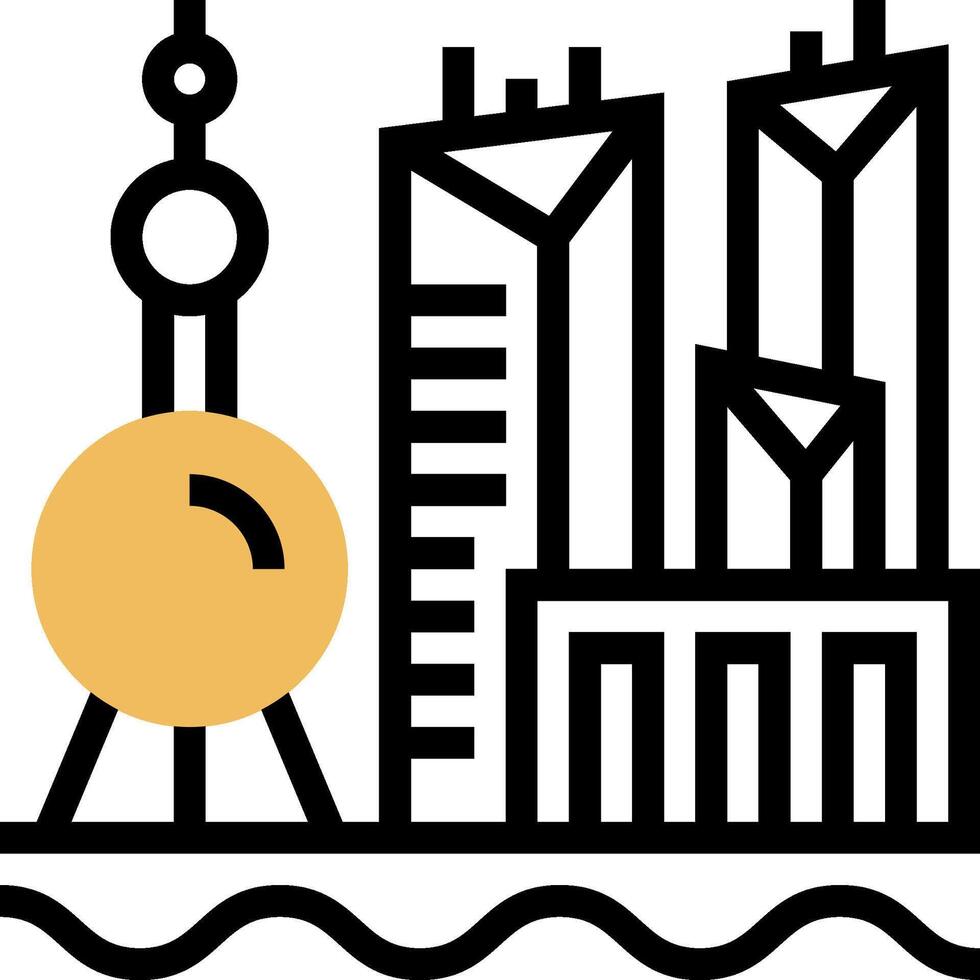 A city skyline with a large building in the middle vector