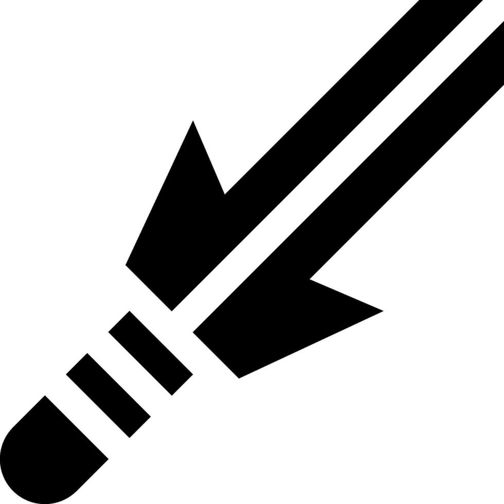 A black and white arrow icon with a long arrow vector