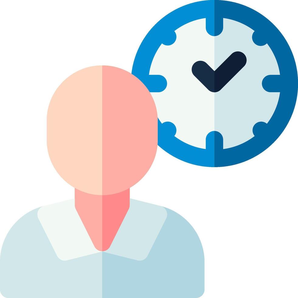 A person is standing in front of a clock vector