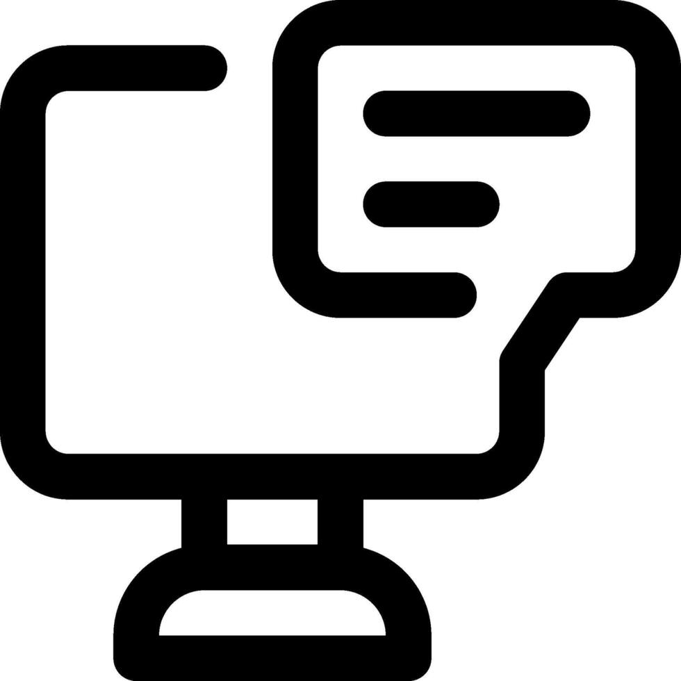 A computer monitor with a speech bubble icon vector