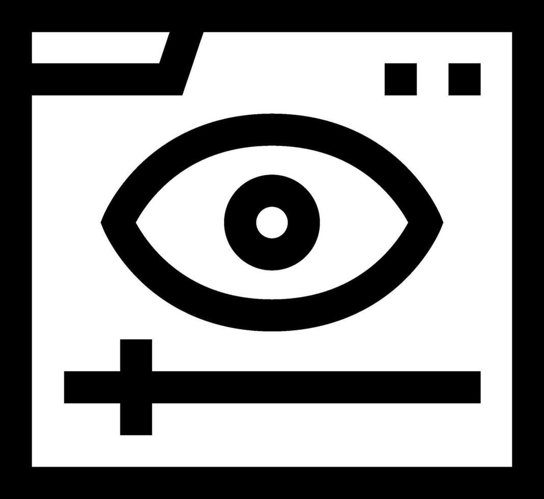A black and white icon of an eye vector
