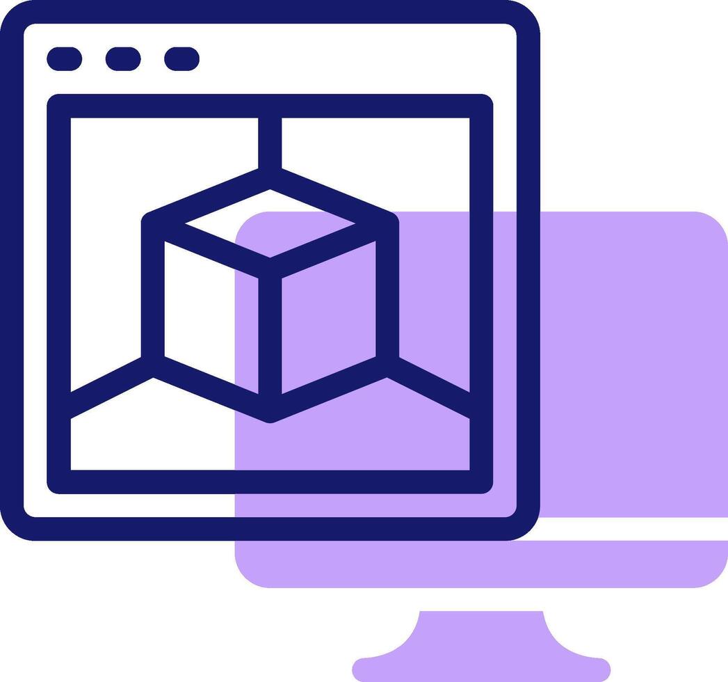 A computer screen with a cube on it vector
