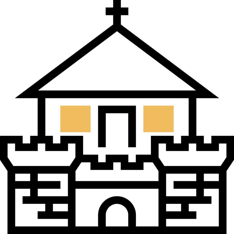 A castle with a cross on top of it vector