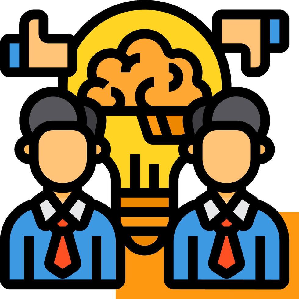 Two people with a light bulb above their heads vector