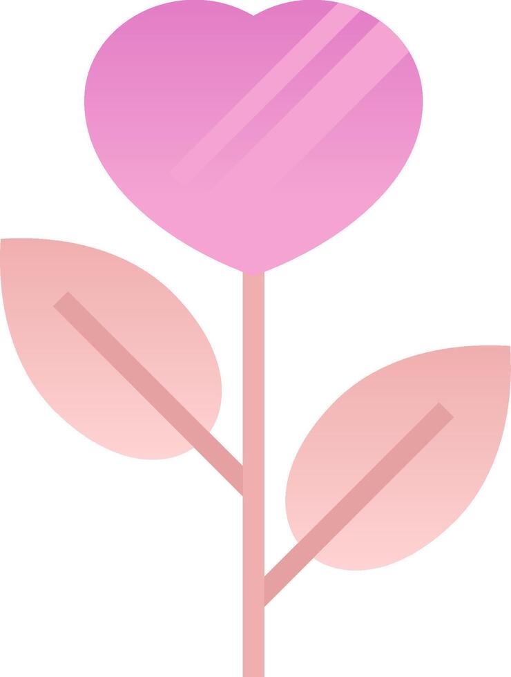 A pink heart shaped flower with leaves vector