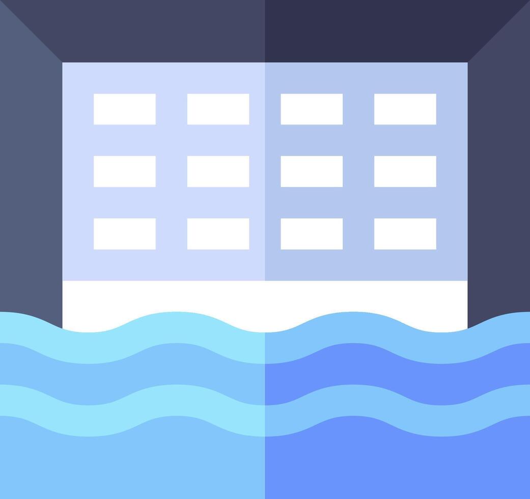 A building in the water with a window vector