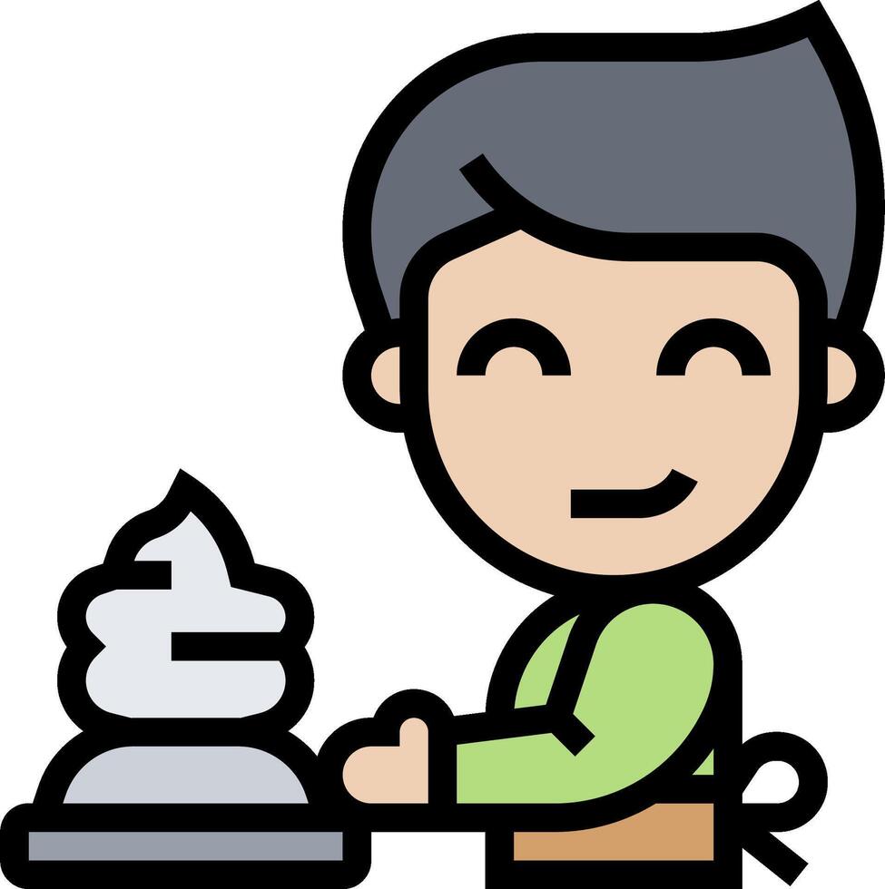 A cartoon man is making a cake vector