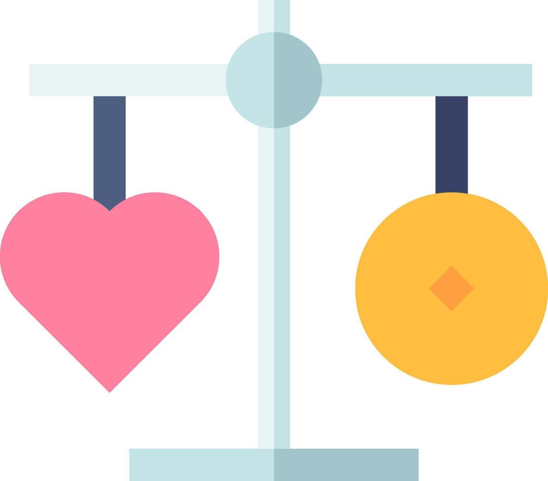 A scale with two hearts and a gold coin vector