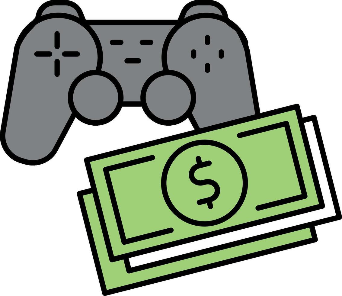 A game controller and money are next to each other vector