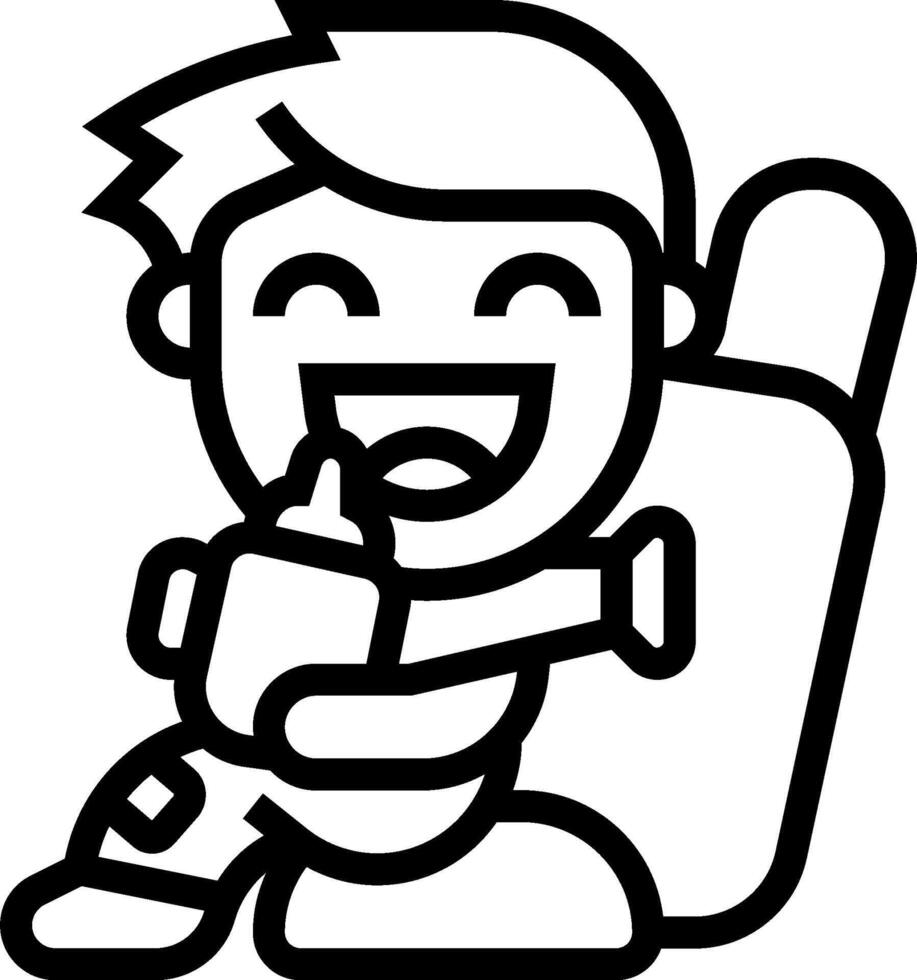 A cartoon boy sitting in a chair with a bottle vector