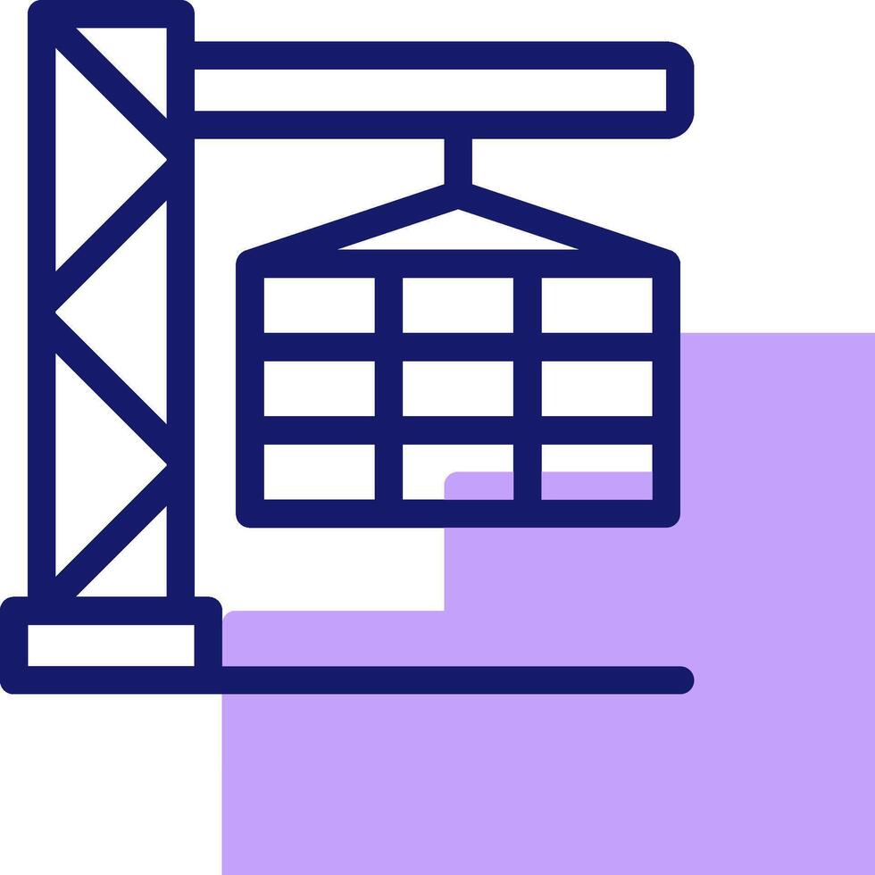 A construction crane icon on a purple background vector