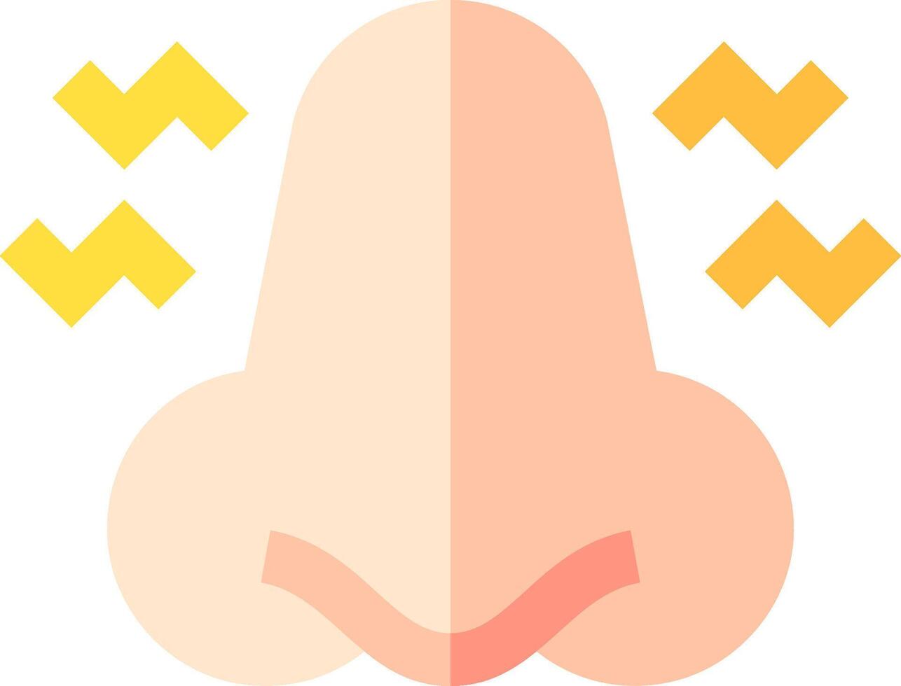 A nose with a yellow arrow pointing to it vector