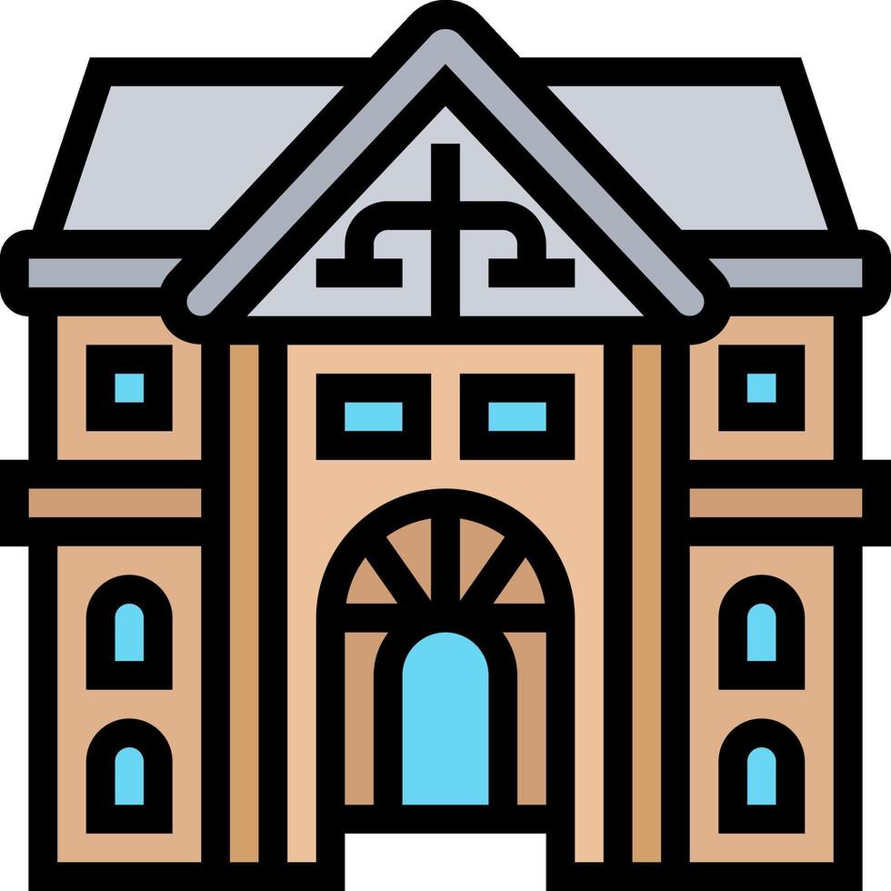 A building with a cross on the front door vector