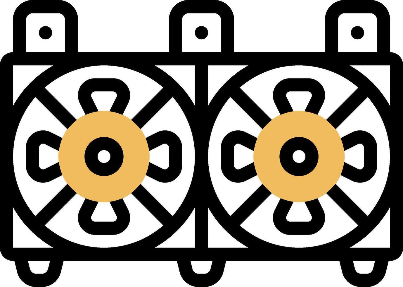 A black and yellow radiator with two flowers vector