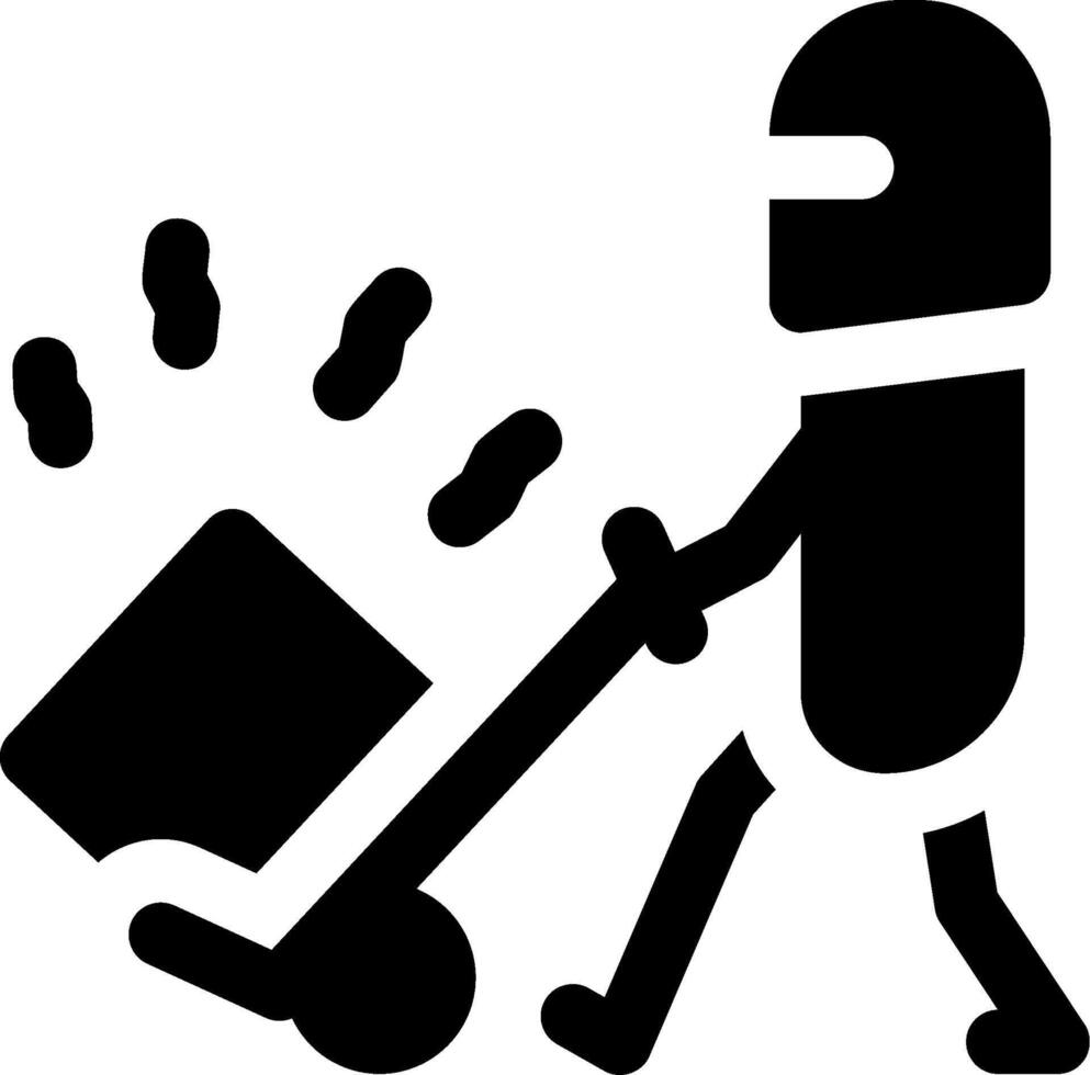 A man pushing a cart with a shovel vector