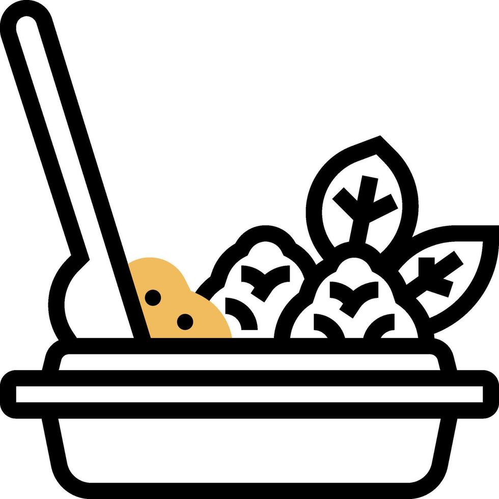 A bowl of food with a spoon and fork vector