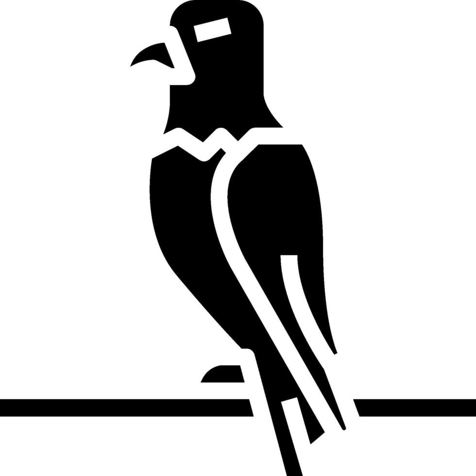 A black and white bird sitting on a branch vector