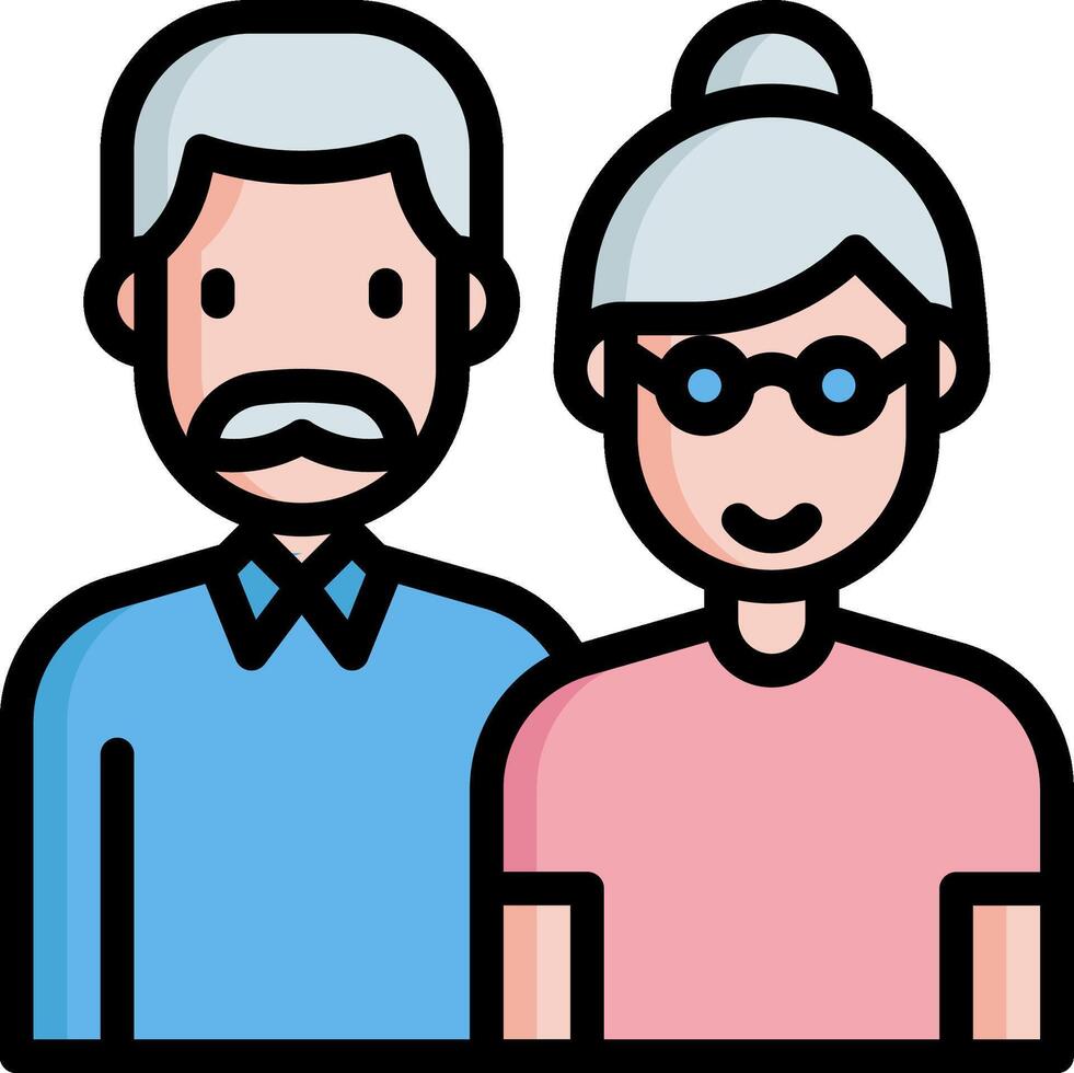 An elderly couple with glasses and a mustache vector