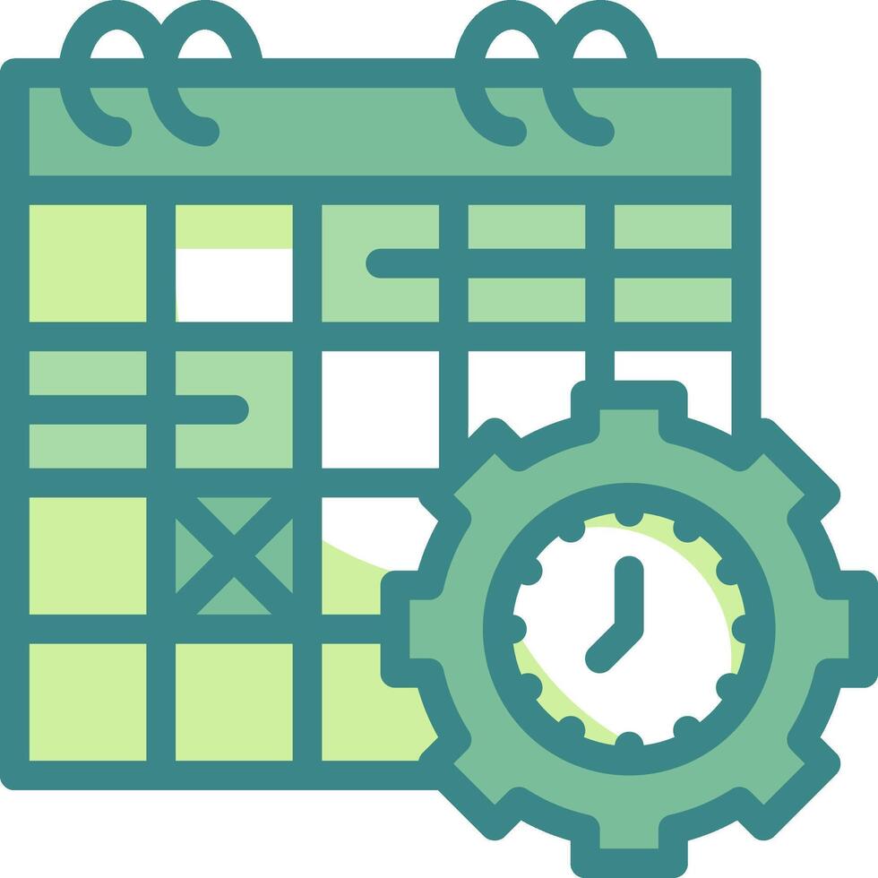 A calendar with a clock and gears vector