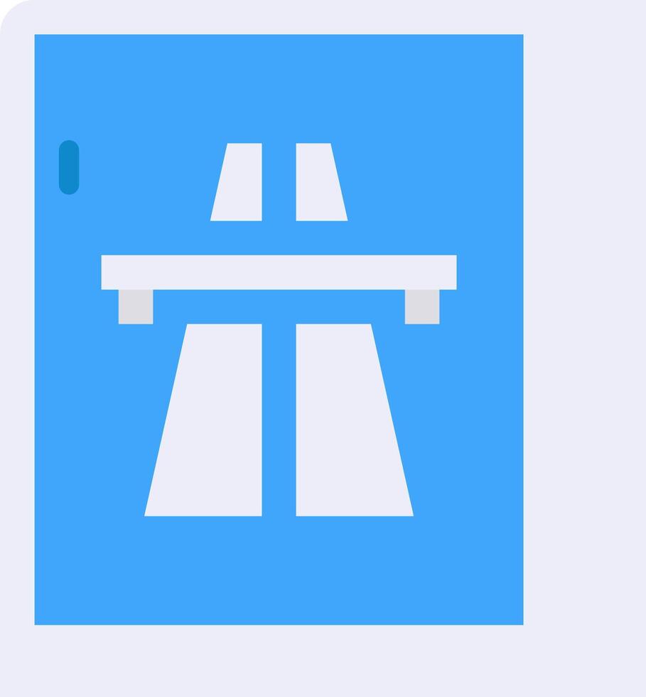 A blue and white icon of a highway vector