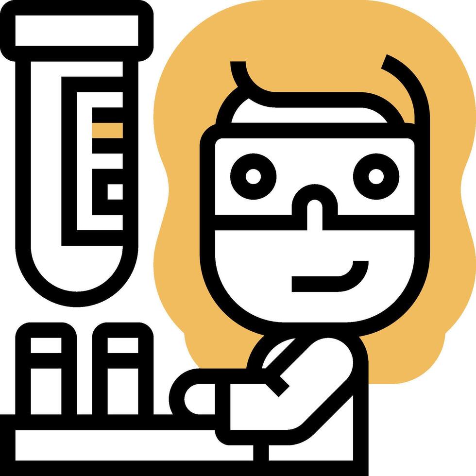 A cartoon woman holding a test tube and a beaker vector