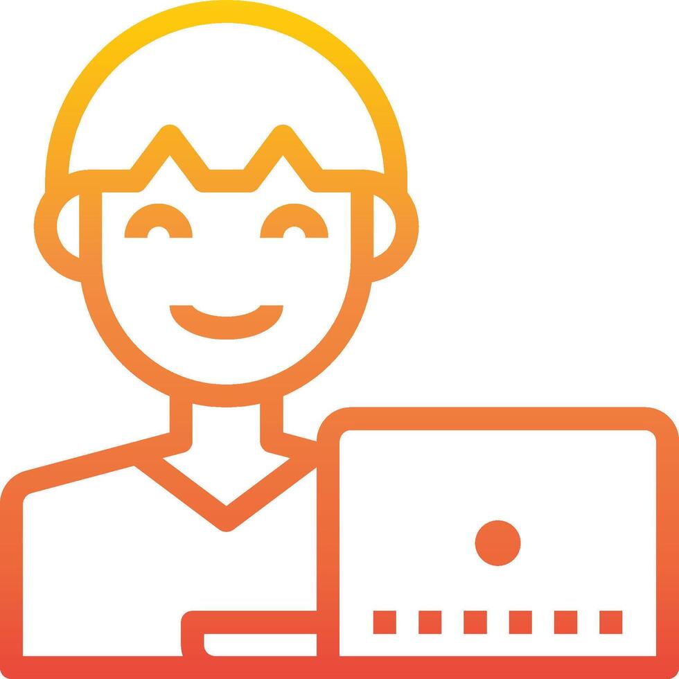 A man with a laptop and smile icon vector