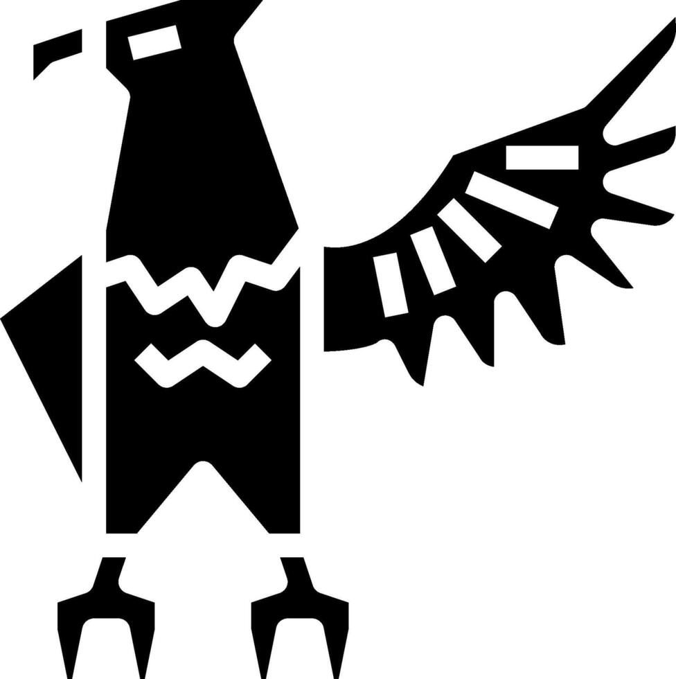 A black and white bird with wings spread out vector