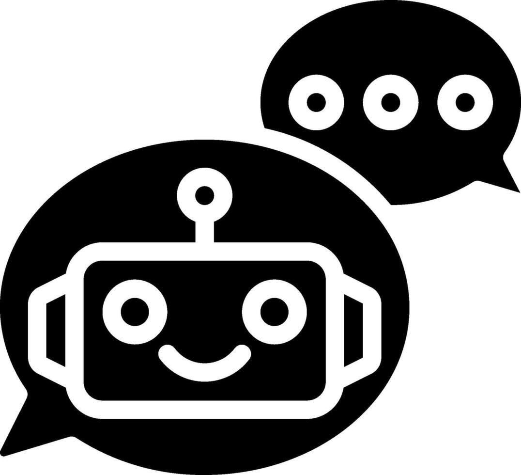 A robot and speech bubbles with a smiley face vector