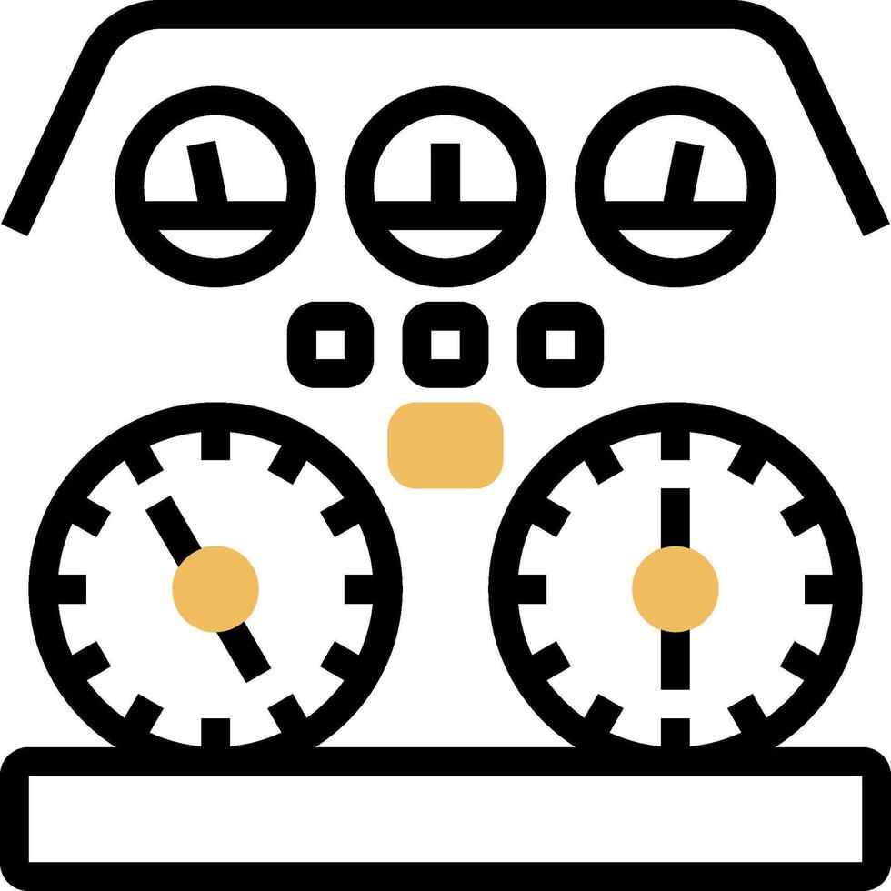 A car dashboard with three clocks on it vector