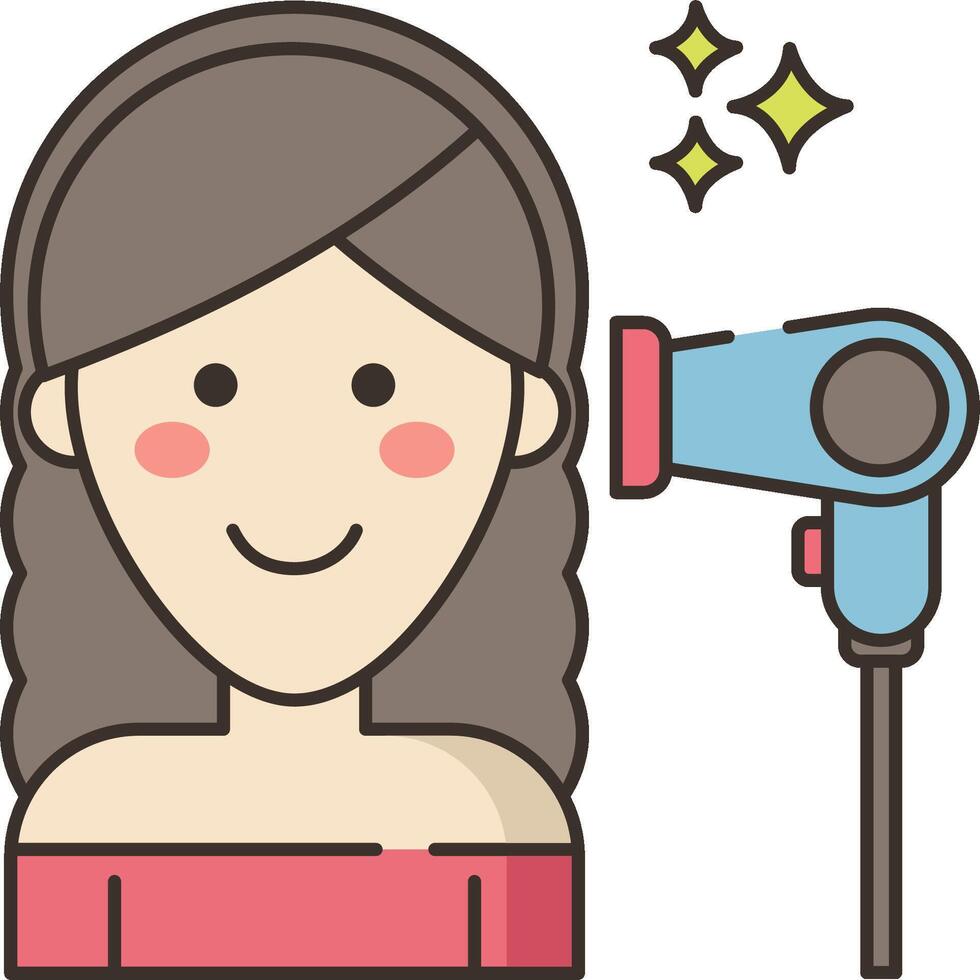 A woman with a blow dryer and a star vector