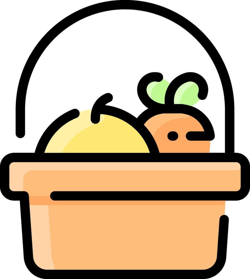 A basket with fruit and vegetables in it vector