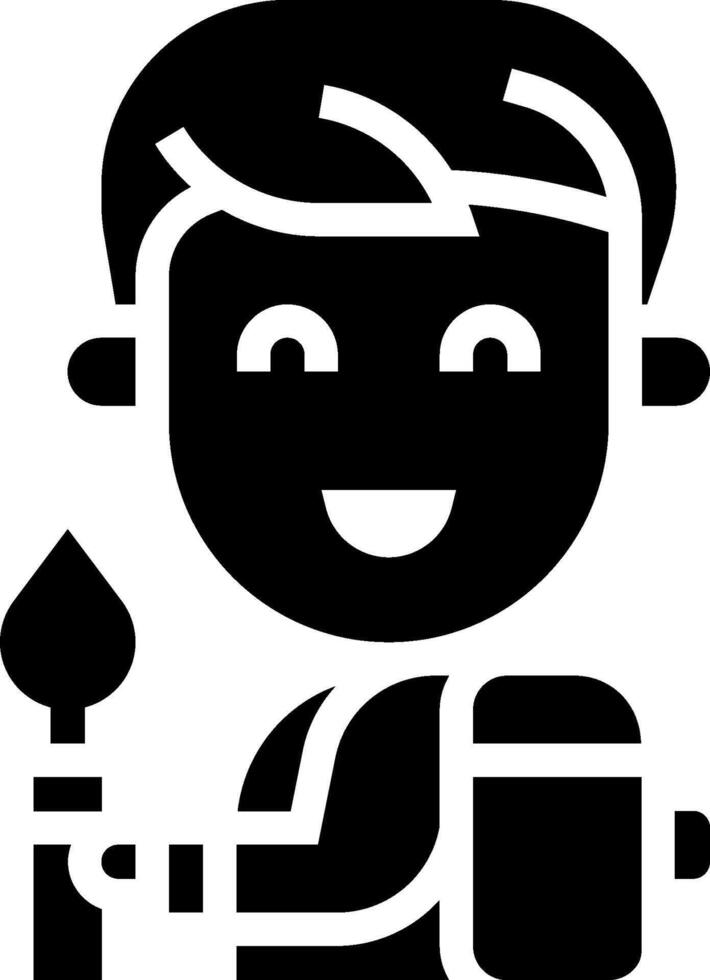 A black and white icon of a man holding a knife vector