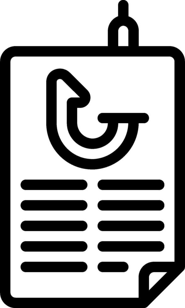 A black and white icon of a paper clip vector