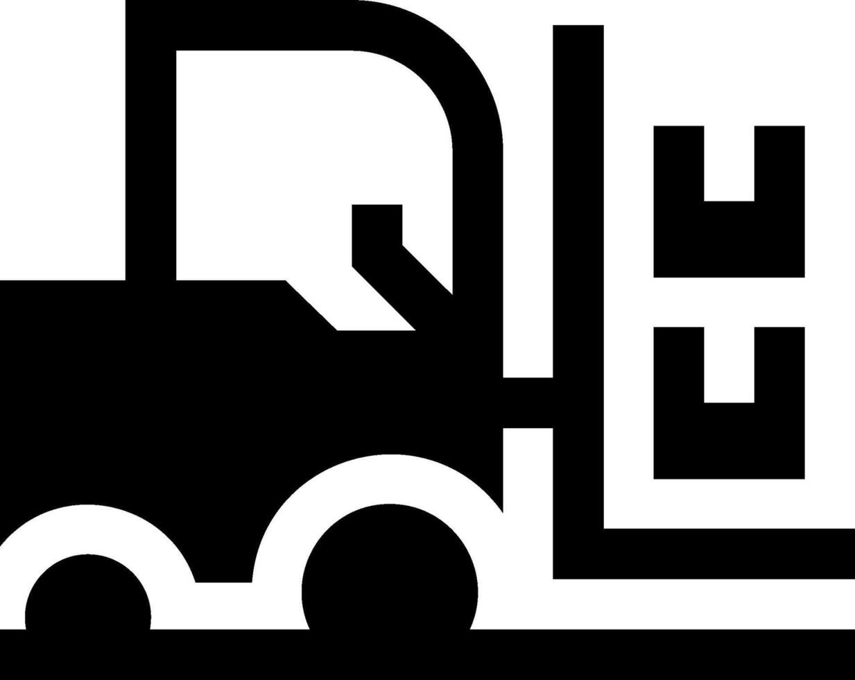 A black and white image of a forklift truck vector