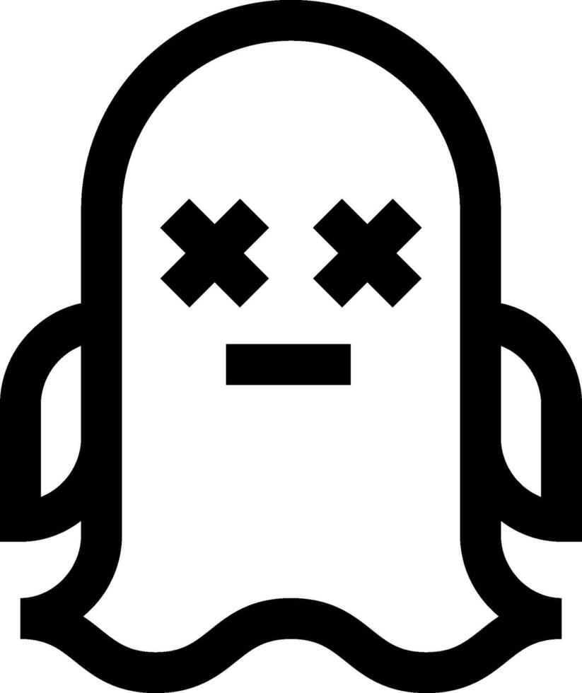 A black and white ghost icon with crossed eyes vector