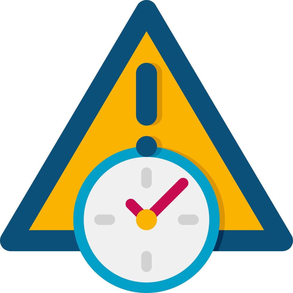 A yellow triangle with a clock and an exclamation mark vector